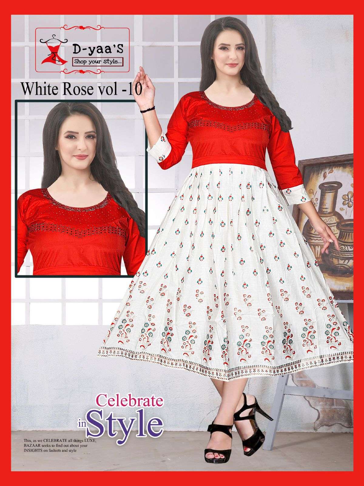 WHITE ROSE VOL-10 BY D-YAAS 01 TO 08 SERIES DESIGNER STYLISH FANCY COLORFUL BEAUTIFUL PARTY WEAR & ETHNIC WEAR COLLECTION SOFT TAFETA TOPS WITH BOTTOM AT WHOLESALE PRICE