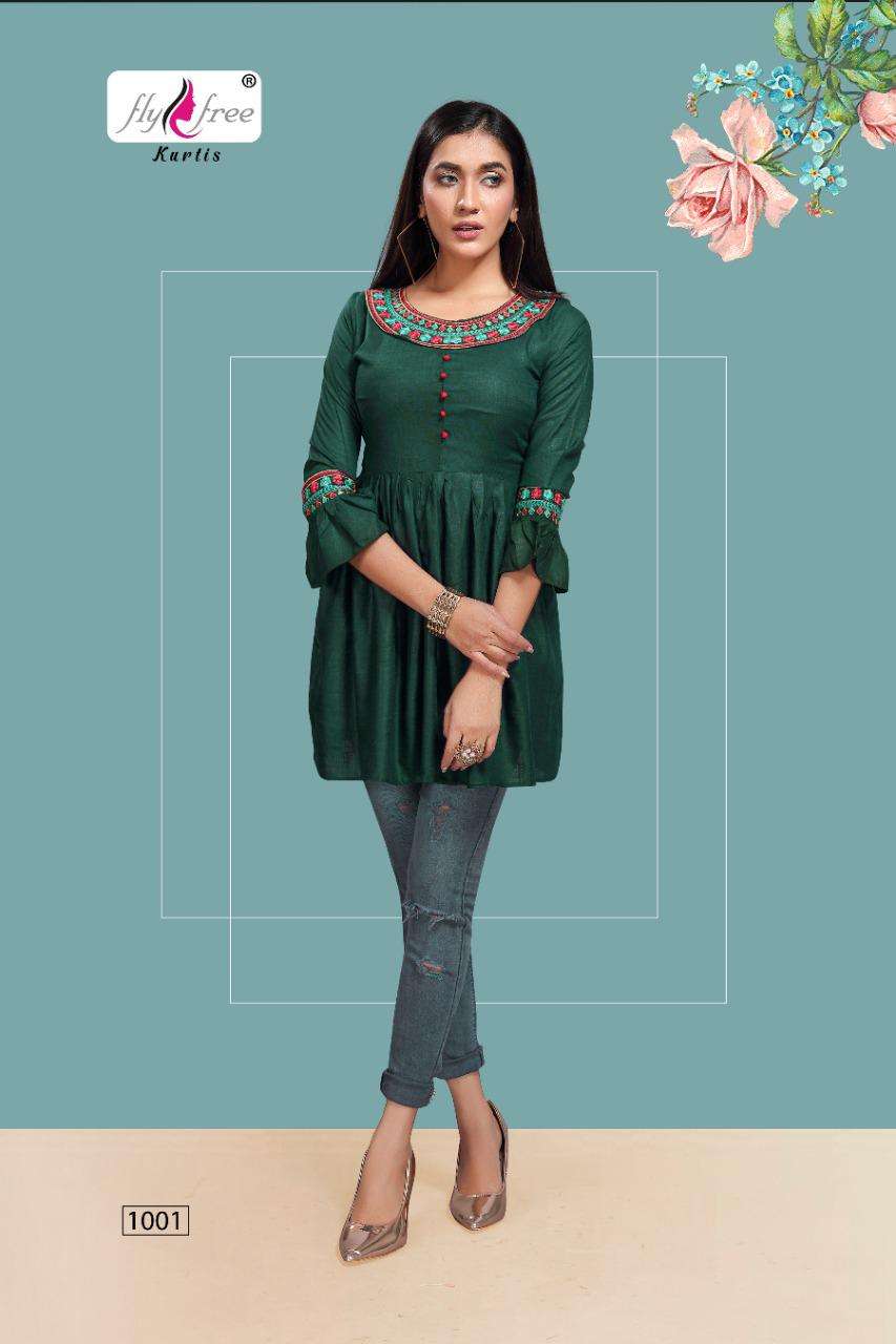 ICONIC VOL-3 BY FLY FREE 1001 TO 1008 SERIES DESIGNER STYLISH FANCY COLORFUL BEAUTIFUL PARTY WEAR & ETHNIC WEAR COLLECTION RAYON SLUB EMBROIDERY TOPS AT WHOLESALE PRICE