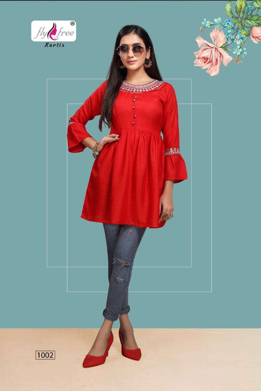 ICONIC VOL-3 BY FLY FREE 1001 TO 1008 SERIES DESIGNER STYLISH FANCY COLORFUL BEAUTIFUL PARTY WEAR & ETHNIC WEAR COLLECTION RAYON SLUB EMBROIDERY TOPS AT WHOLESALE PRICE