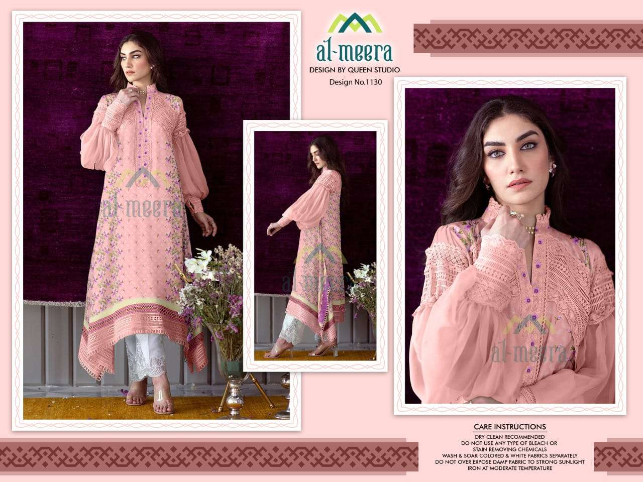 AL-MEERA HIT DESIGN 1130 COLOURS BY AL-MEERA 1130-A TO 1130-C SERIES STYLISH FANCY BEAUTIFUL COLORFUL CASUAL WEAR & ETHNIC WEAR MUSLIN KURTIS WITH BOTTOM AT WHOLESALE PRICE