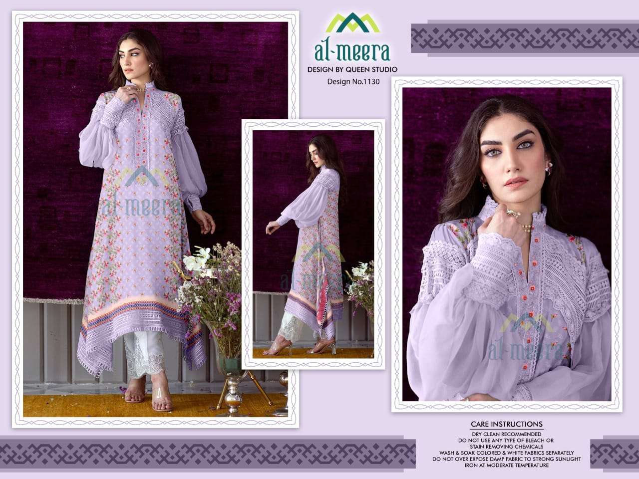 AL-MEERA HIT DESIGN 1130 COLOURS BY AL-MEERA 1130-A TO 1130-C SERIES STYLISH FANCY BEAUTIFUL COLORFUL CASUAL WEAR & ETHNIC WEAR MUSLIN KURTIS WITH BOTTOM AT WHOLESALE PRICE