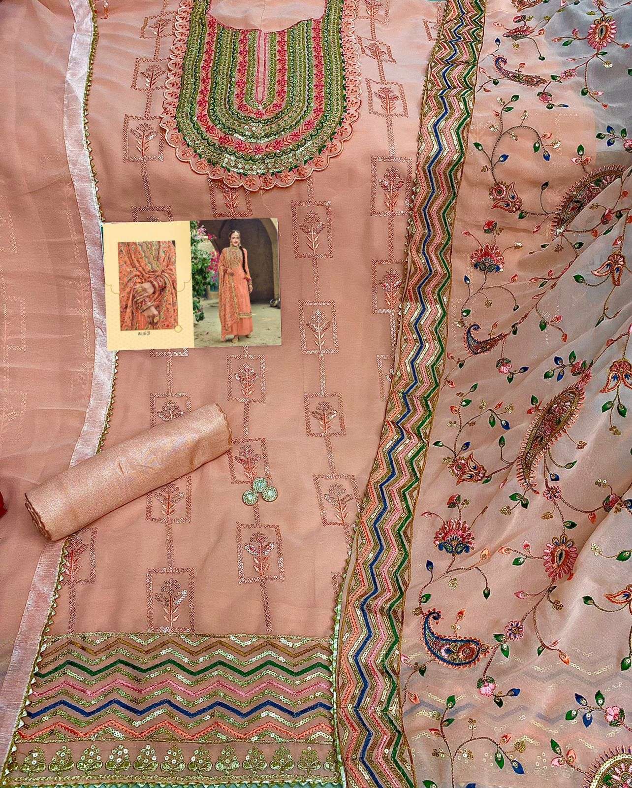 MISHAAL 8016 COLOURS BY MISHAAL FAB 8016-A TO 8016-D SERIES BEAUTIFUL SUITS STYLISH COLORFUL FANCY CASUAL WEAR & ETHNIC WEAR HEAVY GEORGETTE EMBROIDERED DRESSES AT WHOLESALE PRICE