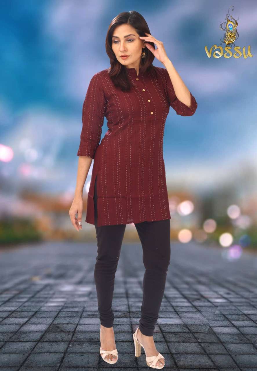 TOP VOL-1 BY VASSU 01 TO 02 SERIES BEAUTIFUL STYLISH FANCY COLORFUL CASUAL WEAR & ETHNIC WEAR RAYON WEAVING TOPS AT WHOLESALE PRICE