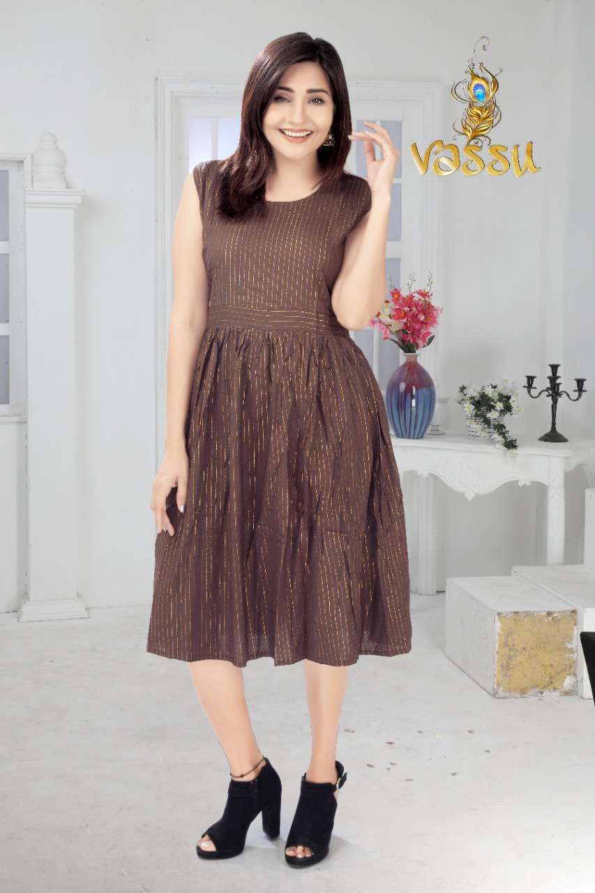 FROCK BY VASSU 01 TO 04 SERIES DESIGNER STYLISH FANCY COLORFUL BEAUTIFUL PARTY WEAR & ETHNIC WEAR COLLECTION RAYON COTTON KURTIS AT WHOLESALE PRICE