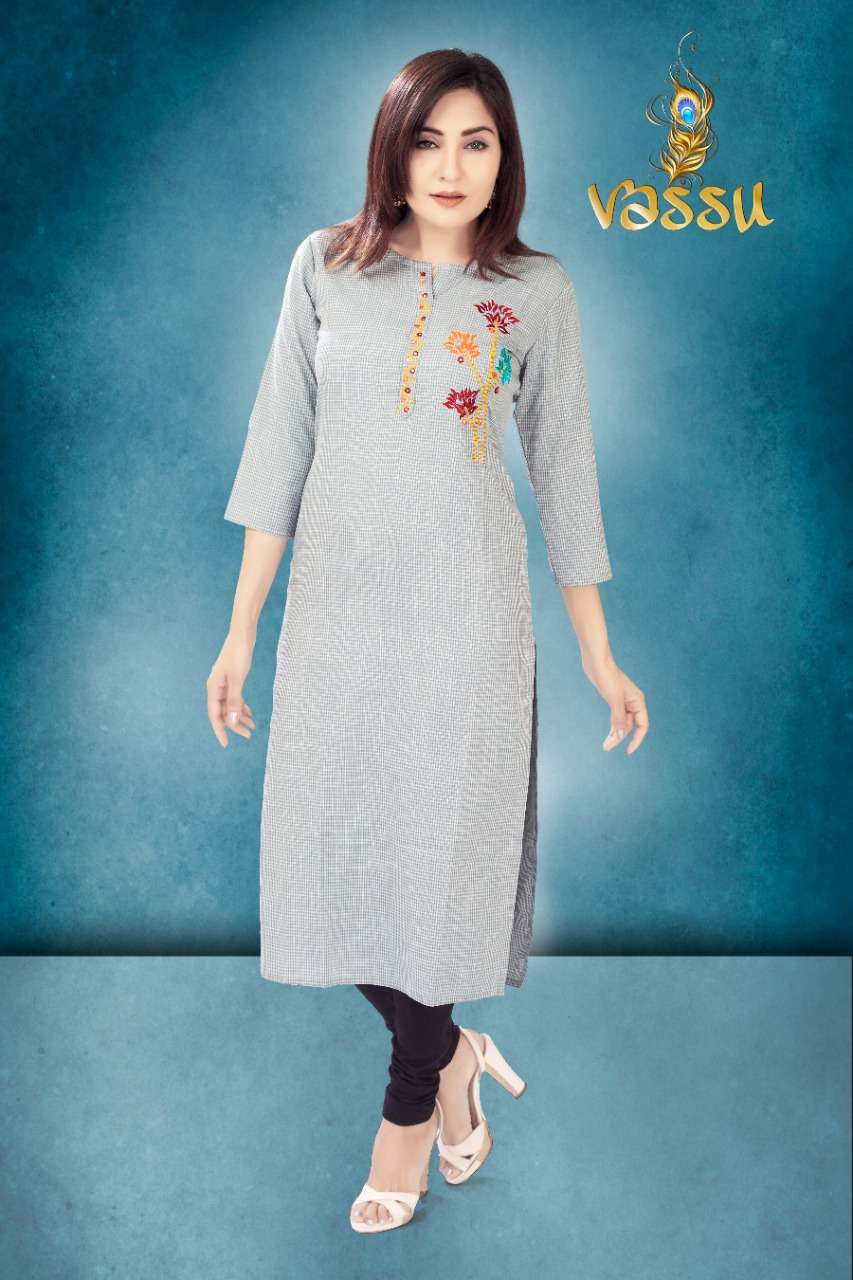 STRAIGHT BY VASSU 01 TO 04 SERIES DESIGNER STYLISH FANCY COLORFUL BEAUTIFUL PARTY WEAR & ETHNIC WEAR COLLECTION RAYON WAVING KURTIS AT WHOLESALE PRICE