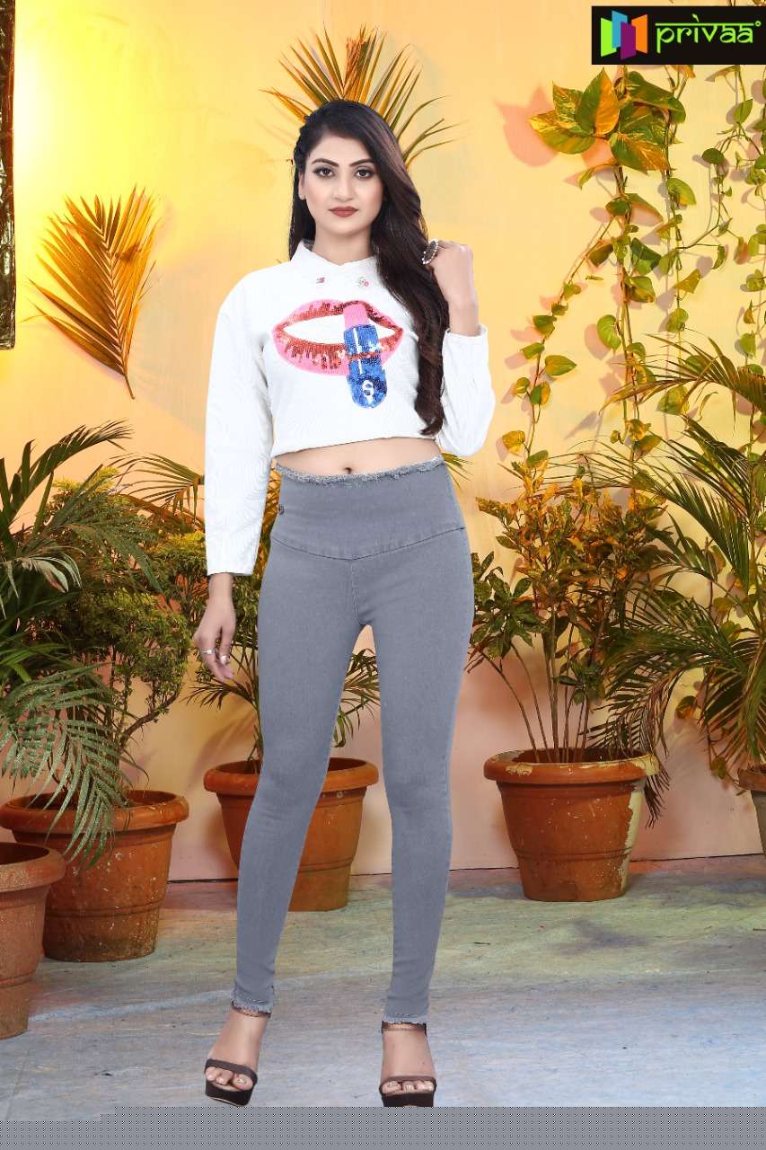 JEGGING BY PRIVAA 01 TO 04 SERIES STYLISH FANCY BEAUTIFUL COLORFUL CASUAL WEAR & ETHNIC WEAR DENIM LYCRA JEGGINGS AT WHOLESALE PRICE