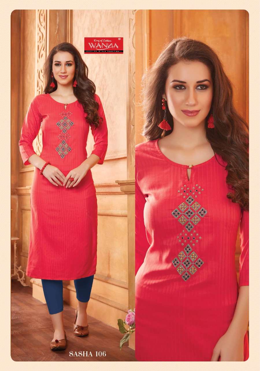 SASHA BY WANNA 101 TO 108 SERIES DESIGNER STYLISH FANCY COLORFUL BEAUTIFUL PARTY WEAR & ETHNIC WEAR COLLECTION FANCY EMBROIDERY KURTIS AT WHOLESALE PRICE