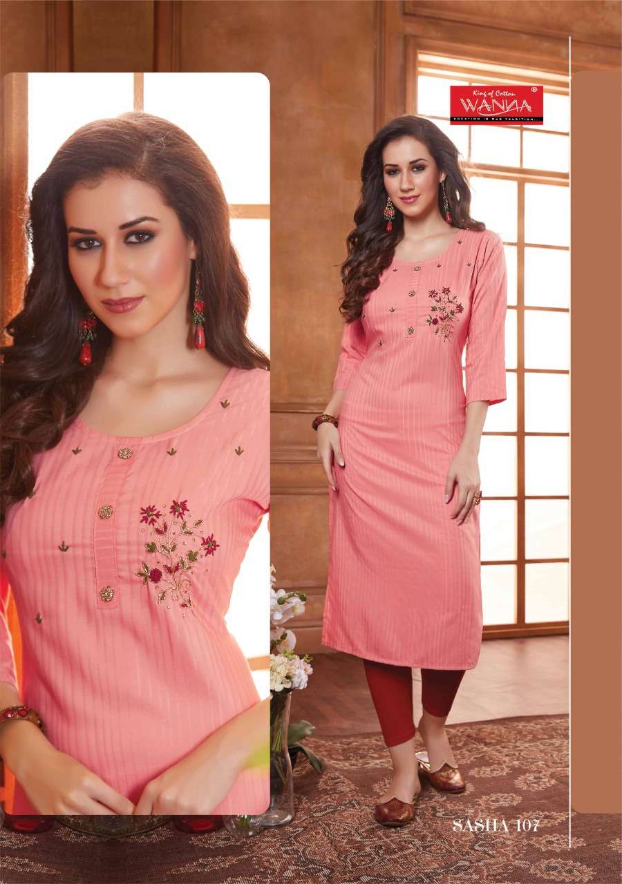 SASHA BY WANNA 101 TO 108 SERIES DESIGNER STYLISH FANCY COLORFUL BEAUTIFUL PARTY WEAR & ETHNIC WEAR COLLECTION FANCY EMBROIDERY KURTIS AT WHOLESALE PRICE