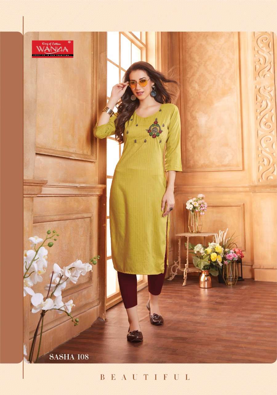 SASHA BY WANNA 101 TO 108 SERIES DESIGNER STYLISH FANCY COLORFUL BEAUTIFUL PARTY WEAR & ETHNIC WEAR COLLECTION FANCY EMBROIDERY KURTIS AT WHOLESALE PRICE