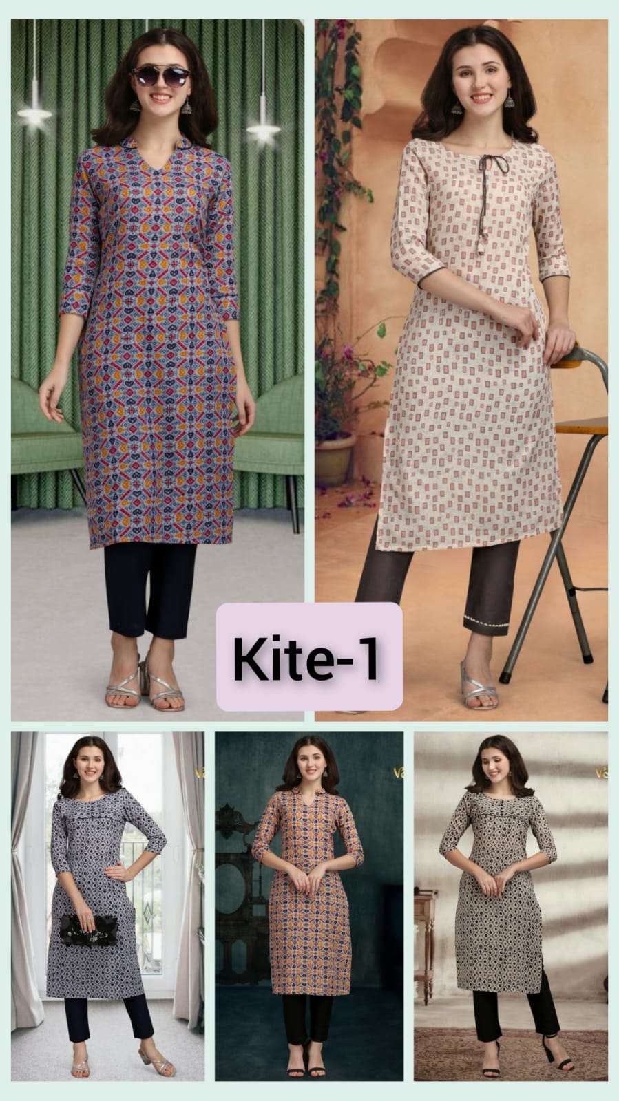 KITE VOL-1 BY VASSU 01 TO 05 SERIES DESIGNER STYLISH FANCY COLORFUL BEAUTIFUL PARTY WEAR & ETHNIC WEAR COLLECTION COTTON KURTIS AT WHOLESALE PRICE