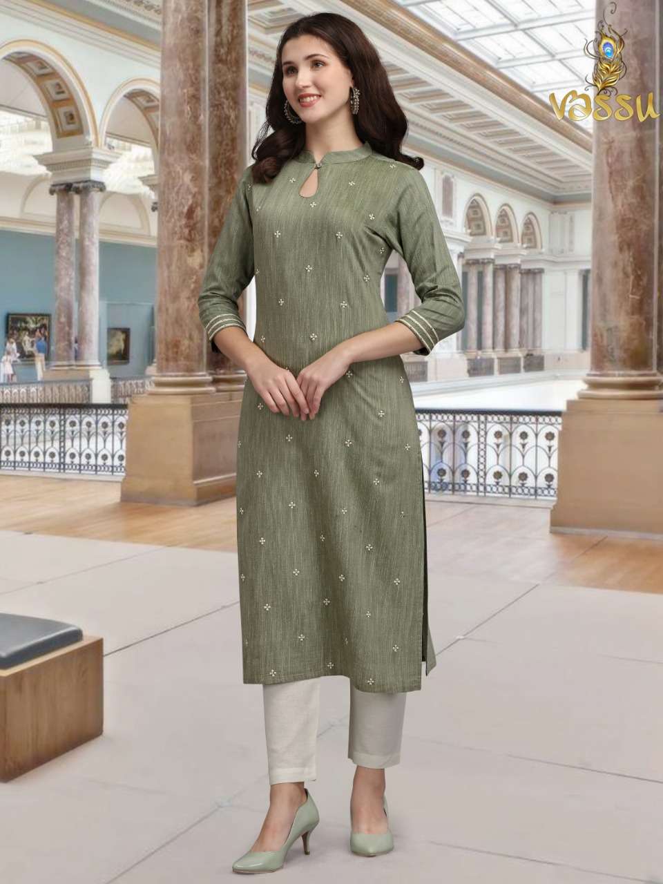 KURTI PANT VOL-1 BY VASSU 01 TO 04 SERIES DESIGNER STYLISH FANCY COLORFUL BEAUTIFUL PARTY WEAR & ETHNIC WEAR COLLECTION RAYON SLUB KURTIS WITH BOTTOM AT WHOLESALE PRICE