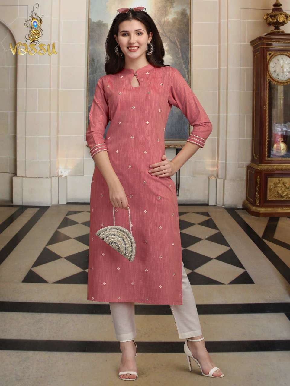 KURTI PANT VOL-1 BY VASSU 01 TO 04 SERIES DESIGNER STYLISH FANCY COLORFUL BEAUTIFUL PARTY WEAR & ETHNIC WEAR COLLECTION RAYON SLUB KURTIS WITH BOTTOM AT WHOLESALE PRICE