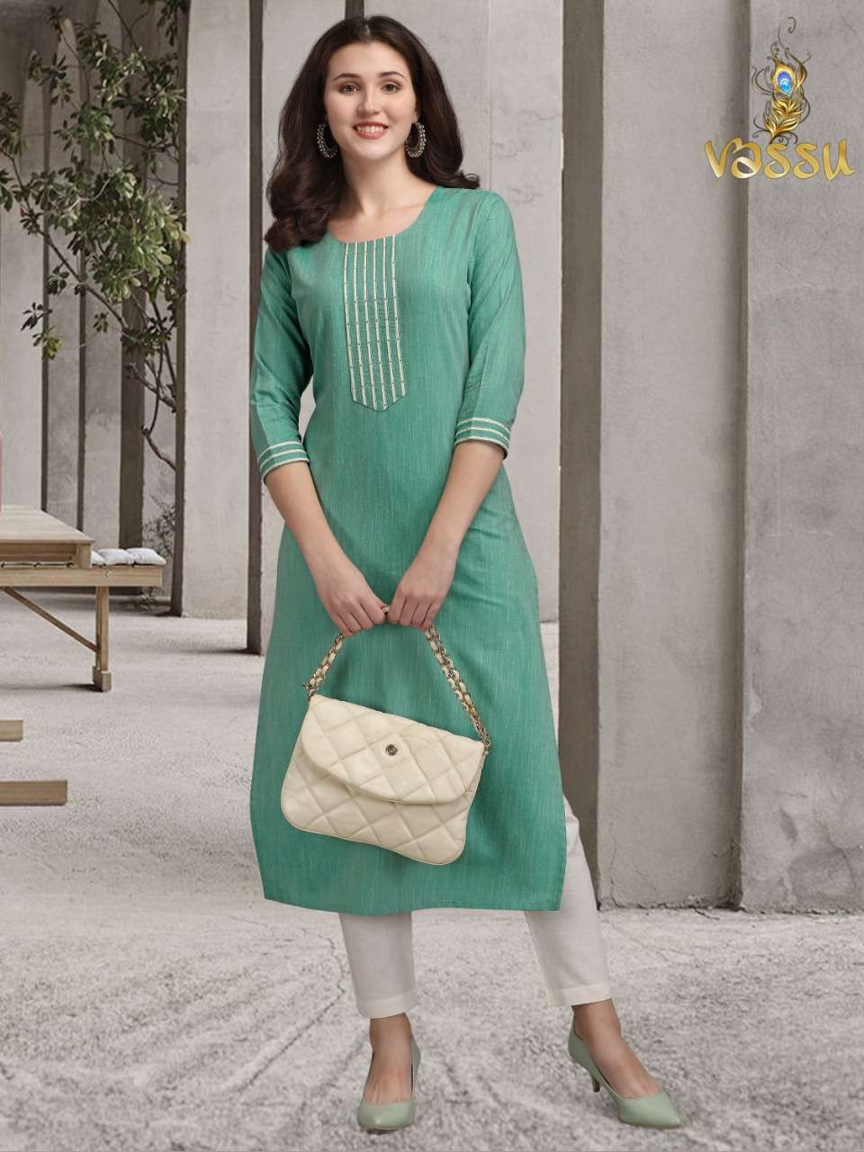 KURTI PANT VOL-2 BY VASSU 201 TO 204 SERIES DESIGNER STYLISH FANCY COLORFUL BEAUTIFUL PARTY WEAR & ETHNIC WEAR COLLECTION RAYON SLUB KURTIS WITH BOTTOM AT WHOLESALE PRICE