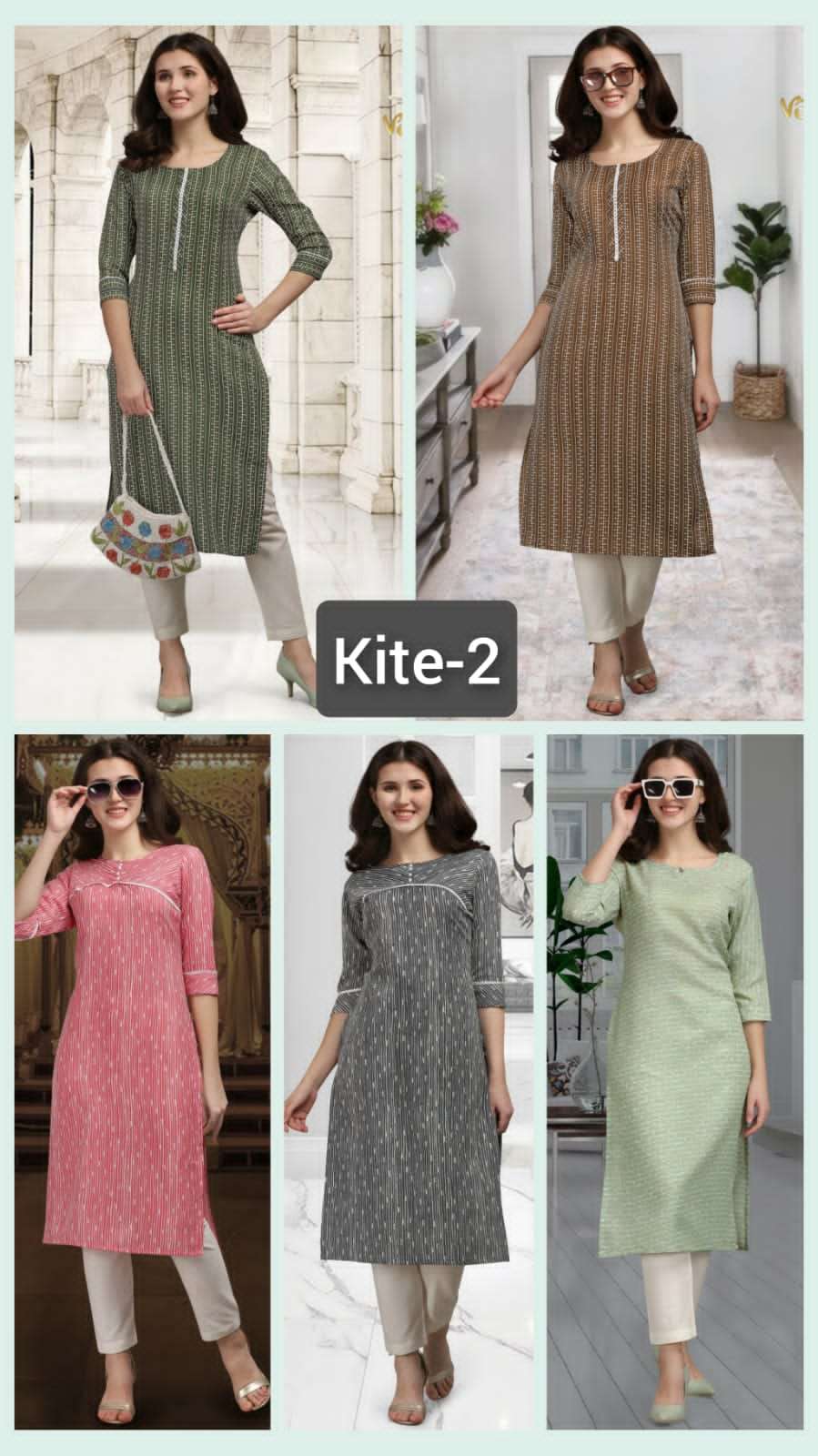 KITE VOL-2 BY VASSU 201 TO 205 SERIES DESIGNER STYLISH FANCY COLORFUL BEAUTIFUL PARTY WEAR & ETHNIC WEAR COLLECTION COTTON KURTIS AT WHOLESALE PRICE