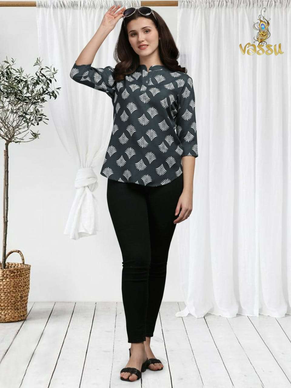 TOP VOL-2 BY VASSU 201 TO 205 SERIES BEAUTIFUL STYLISH FANCY COLORFUL CASUAL WEAR & ETHNIC WEAR COTTON TOPS AT WHOLESALE PRICE
