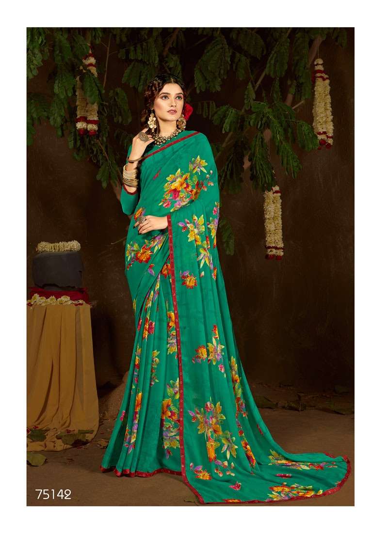 FLAVOURS BY ANTRA 75141 TO 75150 SERIES INDIAN TRADITIONAL WEAR COLLECTION BEAUTIFUL STYLISH FANCY COLORFUL PARTY WEAR & OCCASIONAL WEAR CHIFFON SAREES AT WHOLESALE PRICE