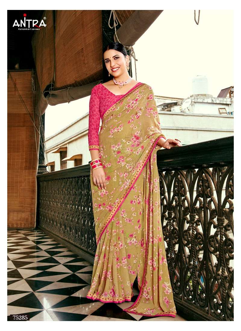RASHMI BY ANTRA 75281 TO 75290 SERIES INDIAN TRADITIONAL WEAR COLLECTION BEAUTIFUL STYLISH FANCY COLORFUL PARTY WEAR & OCCASIONAL WEAR WEIGHTLESS SAREES AT WHOLESALE PRICE