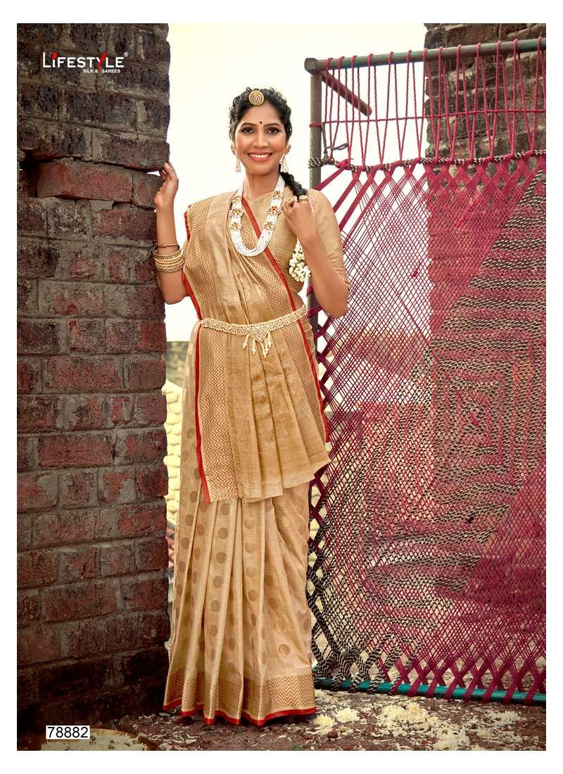 KATAN SILK BY LIFESTYLE 78881 TO 78886 SERIES INDIAN TRADITIONAL WEAR COLLECTION BEAUTIFUL STYLISH FANCY COLORFUL PARTY WEAR & OCCASIONAL WEAR KATAN SILK SAREES AT WHOLESALE PRICE