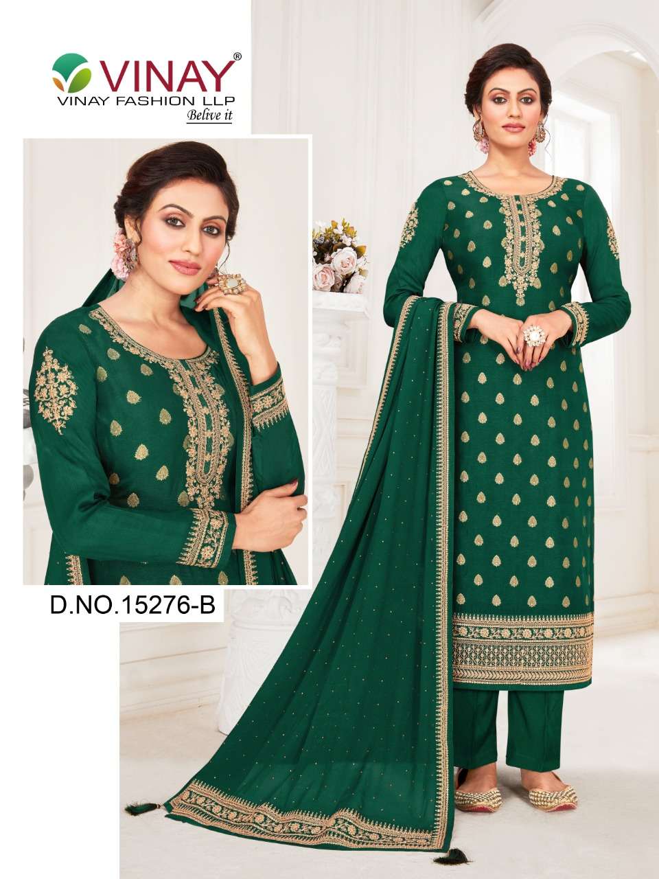 VINAY 15276 COLOURS BY VINAY FASHION 15276-A TO 15276-B SERIES DESIGNER SUITS BEAUTIFUL STYLISH FANCY COLORFUL PARTY WEAR & OCCASIONAL WEAR VISCOSE DOLA JACQUARD DRESSES AT WHOLESALE PRICE