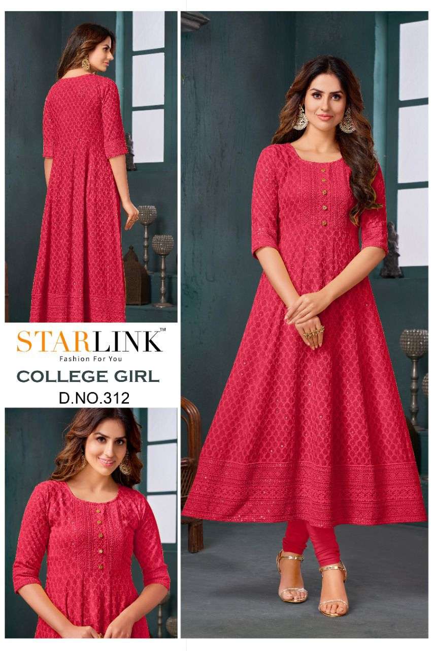 COLLEGE GIRL BY STARLINK DESIGNER STYLISH FANCY COLORFUL BEAUTIFUL PARTY WEAR & ETHNIC WEAR COLLECTION RAYON WITH WORK KURTIS AT WHOLESALE PRICE