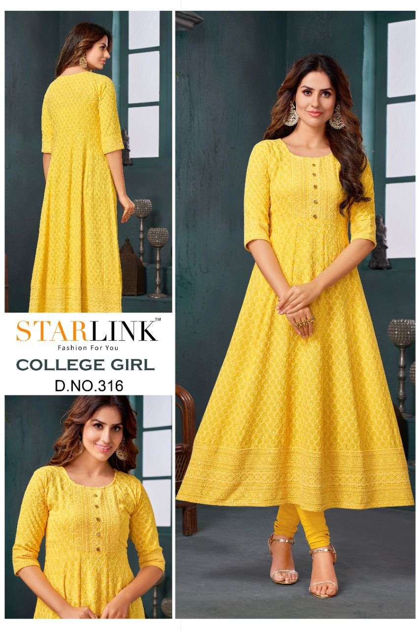 COLLEGE GIRL BY STARLINK DESIGNER STYLISH FANCY COLORFUL BEAUTIFUL PARTY WEAR & ETHNIC WEAR COLLECTION RAYON WITH WORK KURTIS AT WHOLESALE PRICE