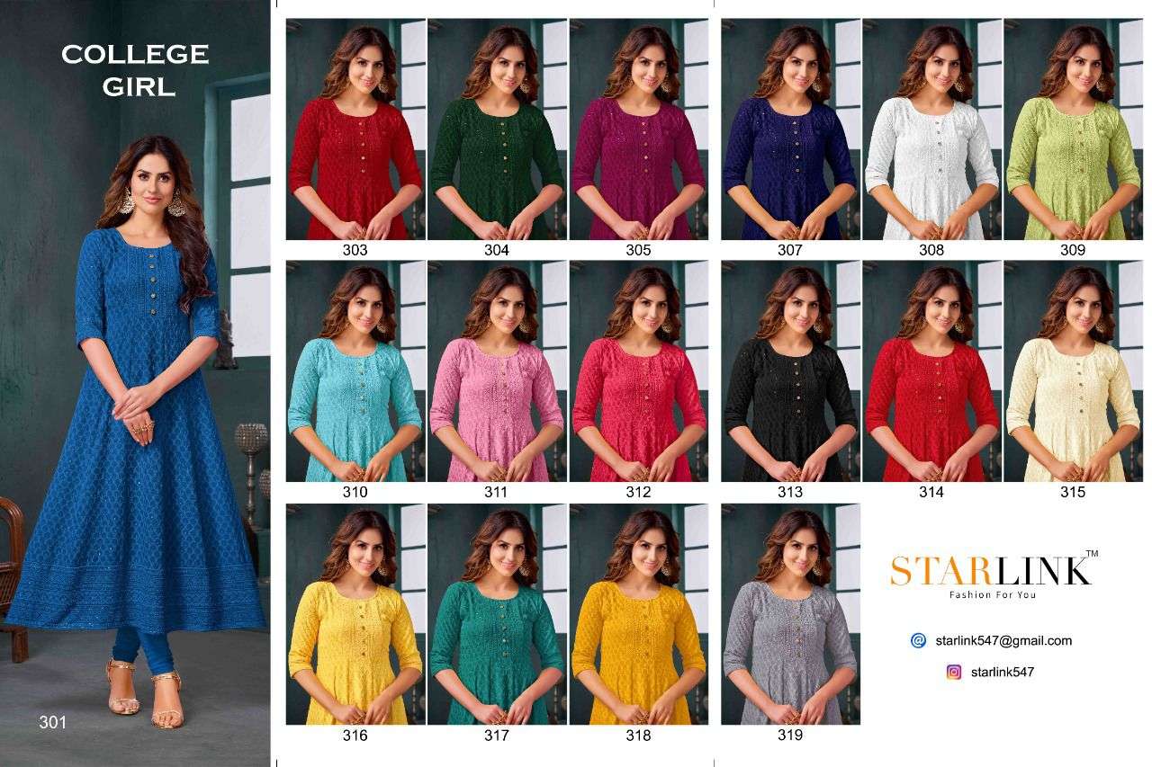 COLLEGE GIRL BY STARLINK DESIGNER STYLISH FANCY COLORFUL BEAUTIFUL PARTY WEAR & ETHNIC WEAR COLLECTION RAYON WITH WORK KURTIS AT WHOLESALE PRICE