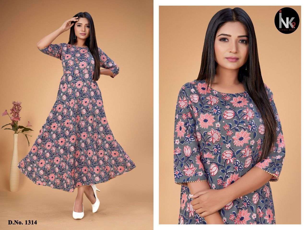 SLUB GOWN VOL-1 BY INK 9 BEAUTIFUL STYLISH FANCY COLORFUL CASUAL WEAR & ETHNIC WEAR FANCY GOWNS AT WHOLESALE PRICE