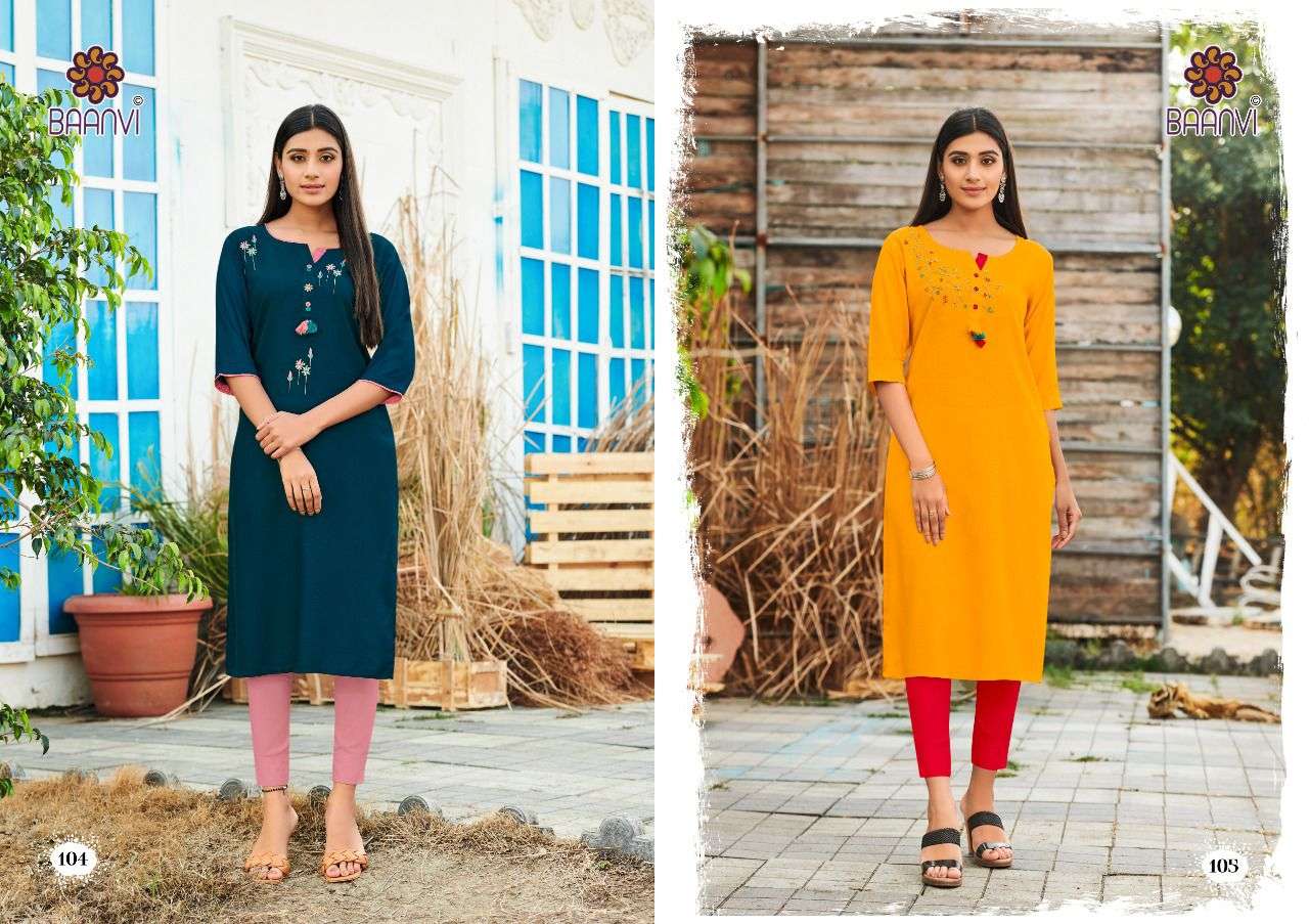 SUI DHAGA VOL-1 BY BAANVI 101 TO 108 SERIES DESIGNER STYLISH FANCY COLORFUL BEAUTIFUL PARTY WEAR & ETHNIC WEAR COLLECTION RAYON SLUB WITH WORK KURTIS AT WHOLESALE PRICE