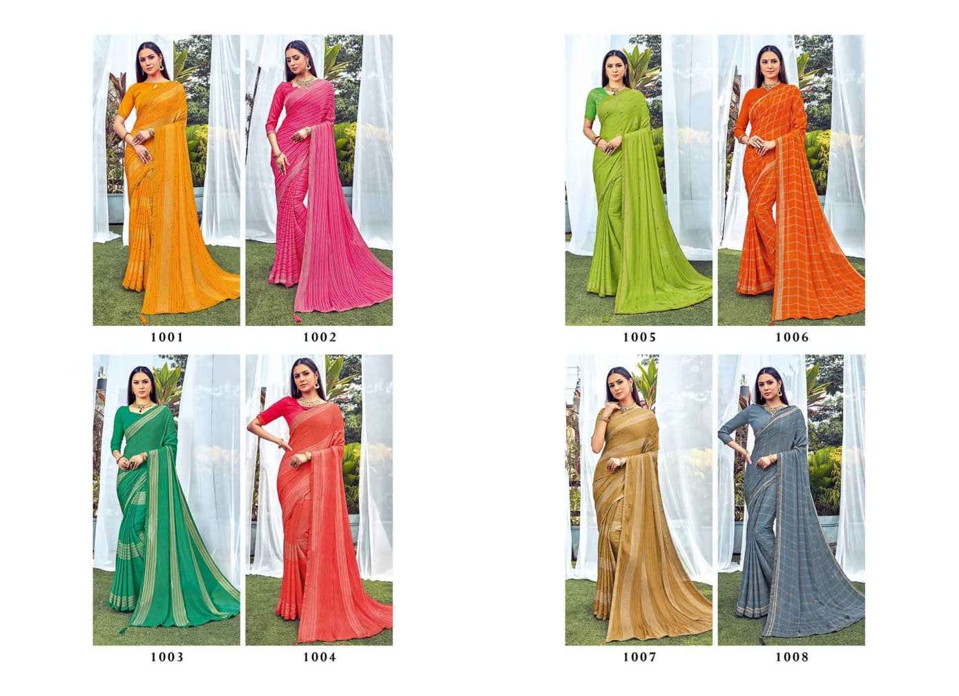 KAJAL BY AMARSATH PRINTS 1001 TO 1008 SERIES INDIAN TRADITIONAL WEAR COLLECTION BEAUTIFUL STYLISH FANCY COLORFUL PARTY WEAR & OCCASIONAL WEAR GEORGETTE PRINT SAREES AT WHOLESALE PRICE