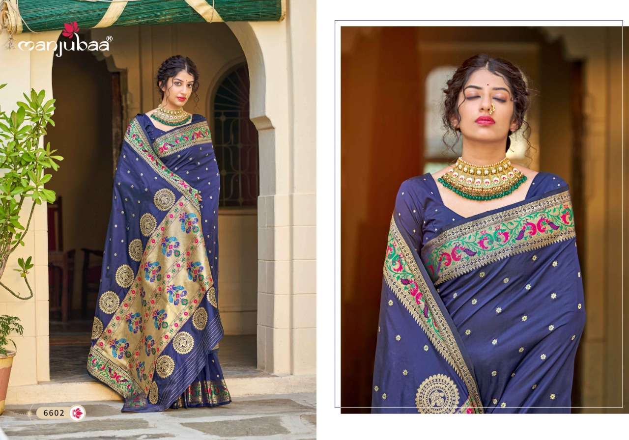 MAHARANI PAITHANI BY MANJUBAA CLOTHING 6601 TO 6606 SERIES INDIAN TRADITIONAL WEAR COLLECTION BEAUTIFUL STYLISH FANCY COLORFUL PARTY WEAR & OCCASIONAL WEAR SILK SAREES AT WHOLESALE PRICE