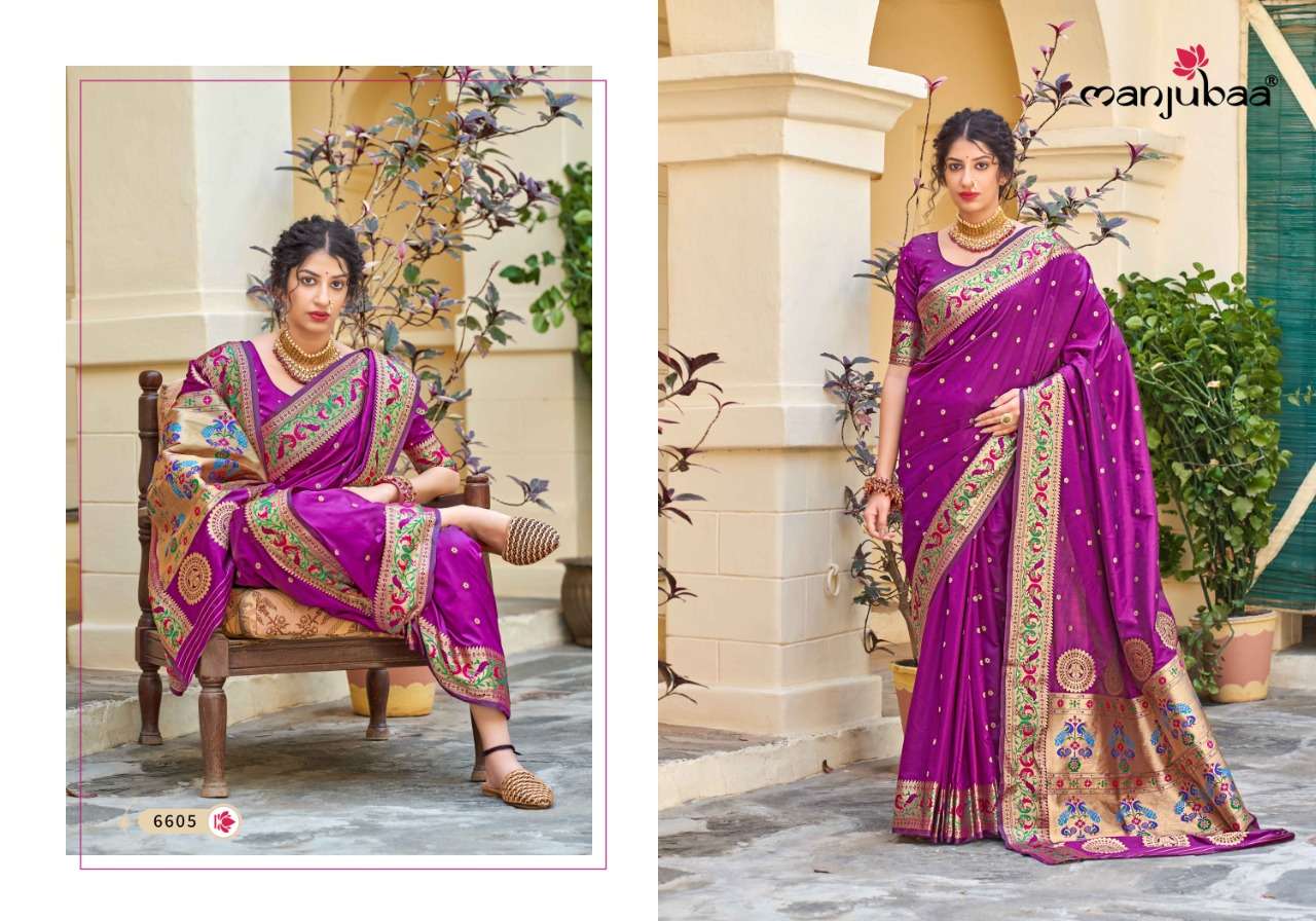 MAHARANI PAITHANI BY MANJUBAA CLOTHING 6601 TO 6606 SERIES INDIAN TRADITIONAL WEAR COLLECTION BEAUTIFUL STYLISH FANCY COLORFUL PARTY WEAR & OCCASIONAL WEAR SILK SAREES AT WHOLESALE PRICE