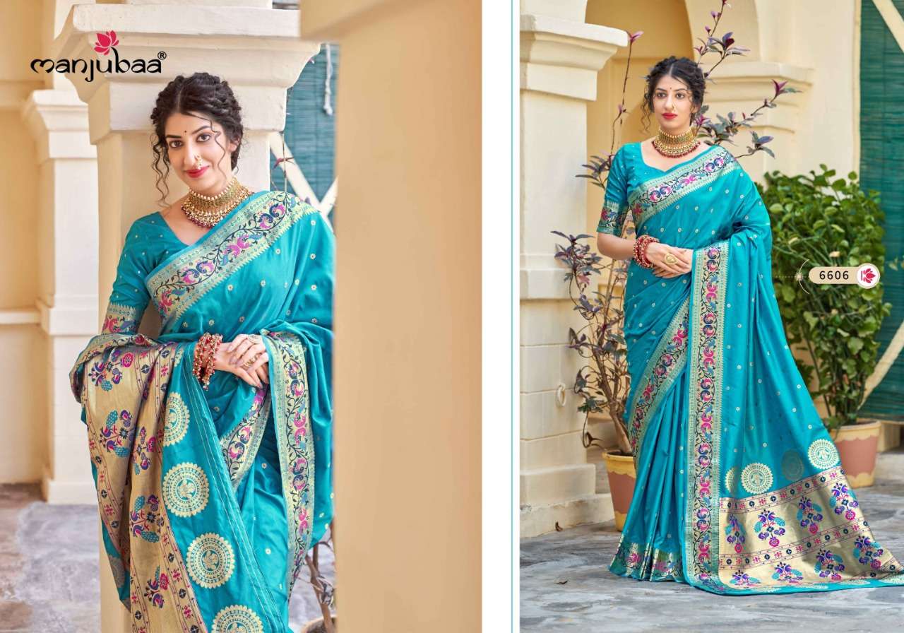 MAHARANI PAITHANI BY MANJUBAA CLOTHING 6601 TO 6606 SERIES INDIAN TRADITIONAL WEAR COLLECTION BEAUTIFUL STYLISH FANCY COLORFUL PARTY WEAR & OCCASIONAL WEAR SILK SAREES AT WHOLESALE PRICE