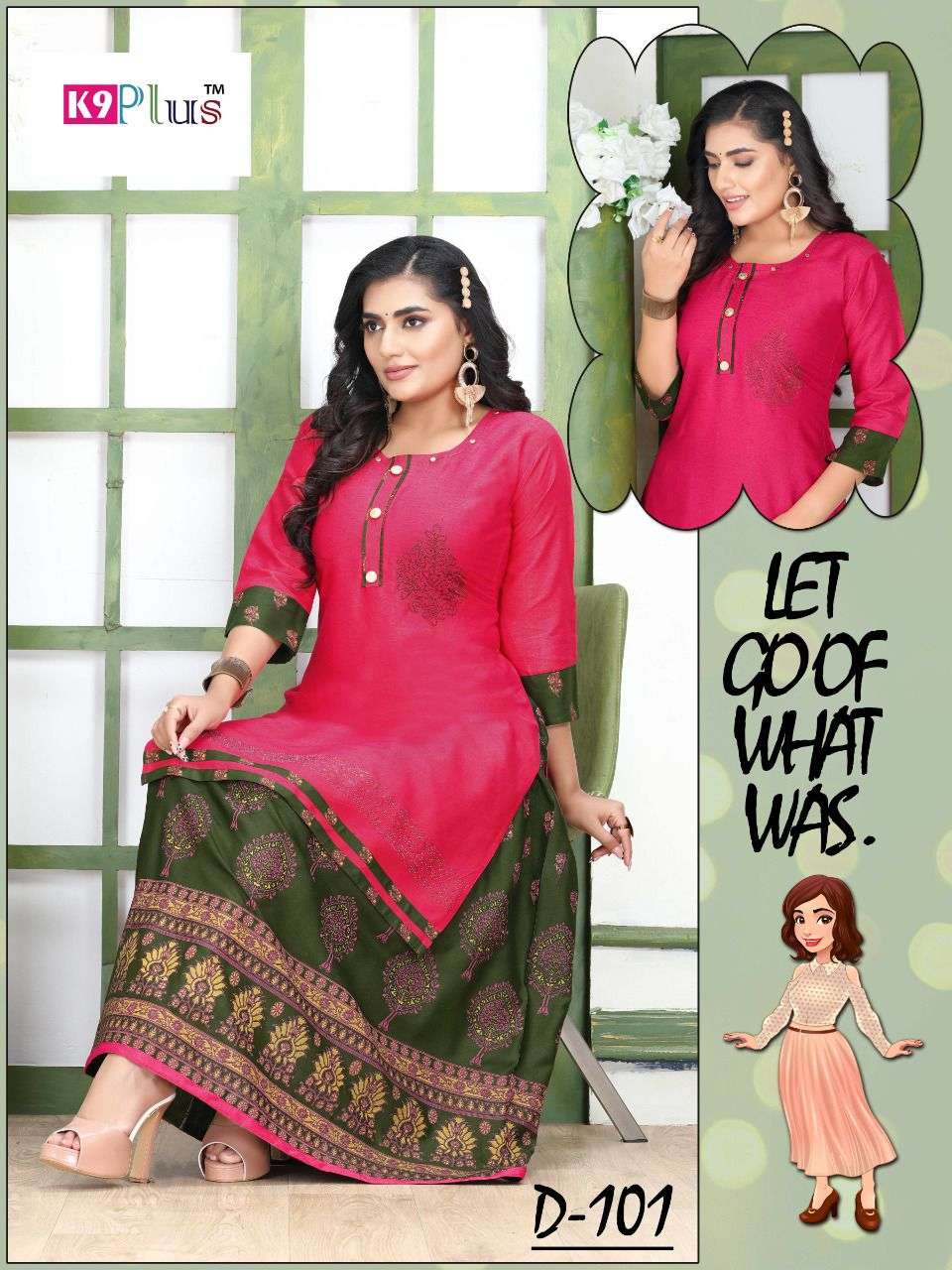 GOOD MORNING BY K9 PLUS 101 TO 108 SERIES DESIGNER STYLISH FANCY COLORFUL BEAUTIFUL PARTY WEAR & ETHNIC WEAR COLLECTION HEAVY RAYON WITH WORK KURTIS WITH BOTTOM AT WHOLESALE PRICE