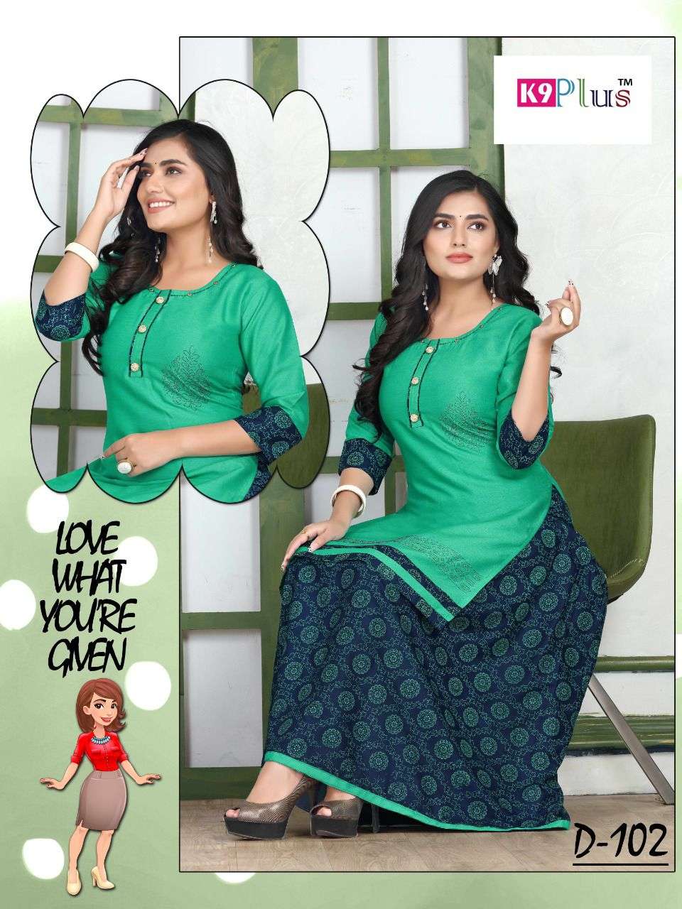 GOOD MORNING BY K9 PLUS 101 TO 108 SERIES DESIGNER STYLISH FANCY COLORFUL BEAUTIFUL PARTY WEAR & ETHNIC WEAR COLLECTION HEAVY RAYON WITH WORK KURTIS WITH BOTTOM AT WHOLESALE PRICE