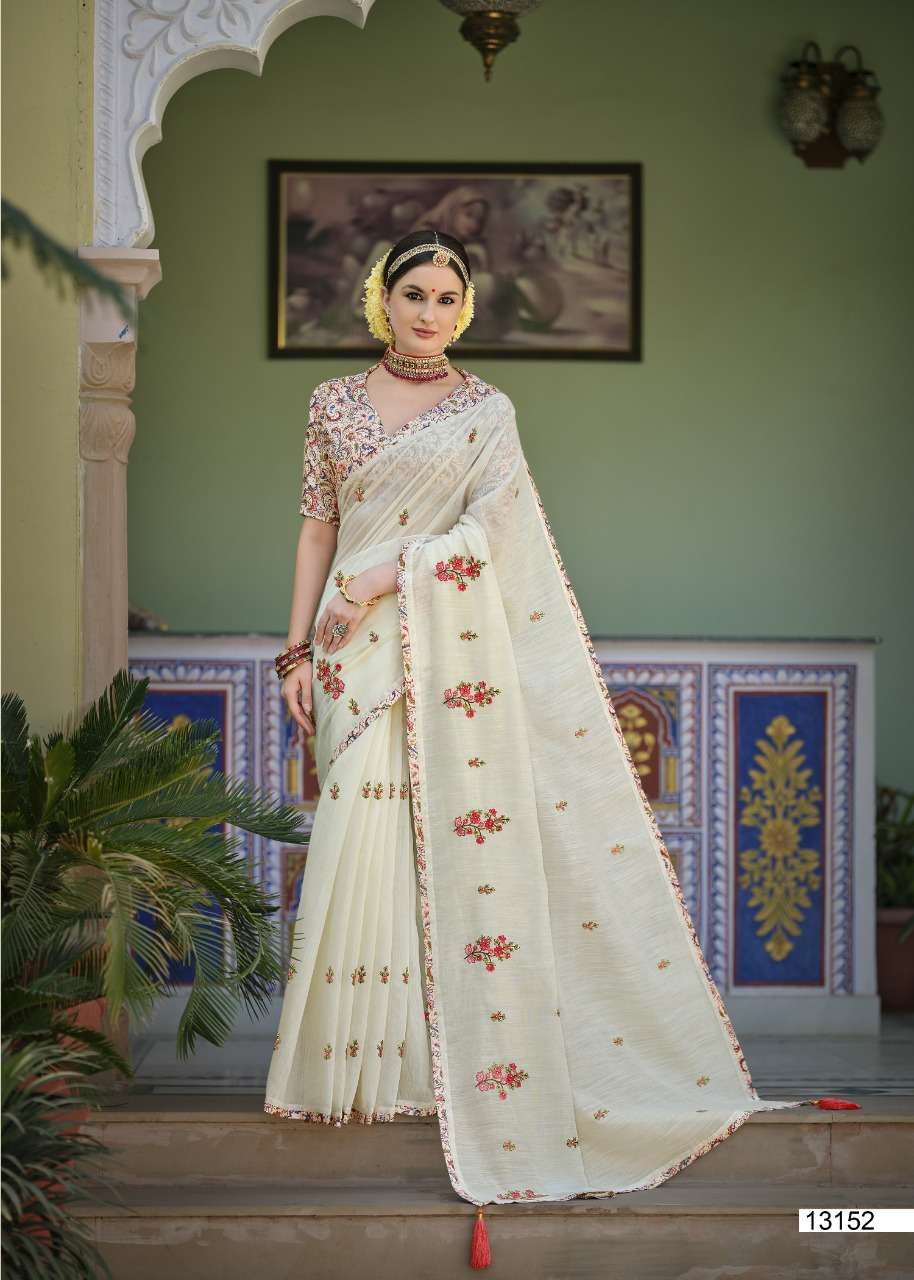 VIHANA BY TRIVENI 13151 TO 13158 SERIES INDIAN TRADITIONAL WEAR COLLECTION BEAUTIFUL STYLISH FANCY COLORFUL PARTY WEAR & OCCASIONAL WEAR LINEN COTTON SAREES AT WHOLESALE PRICE