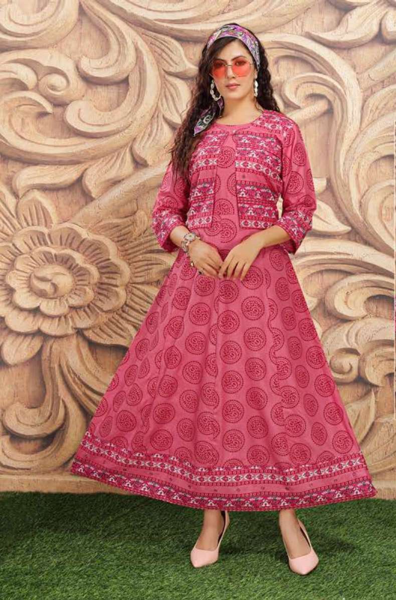 BITCOIN BY ANJALI NX 1001 TO 1008 SERIES DESIGNER STYLISH FANCY COLORFUL BEAUTIFUL PARTY WEAR & ETHNIC WEAR COLLECTION RAYON PRINT KURTIS WITH JACKETS AT WHOLESALE PRICE