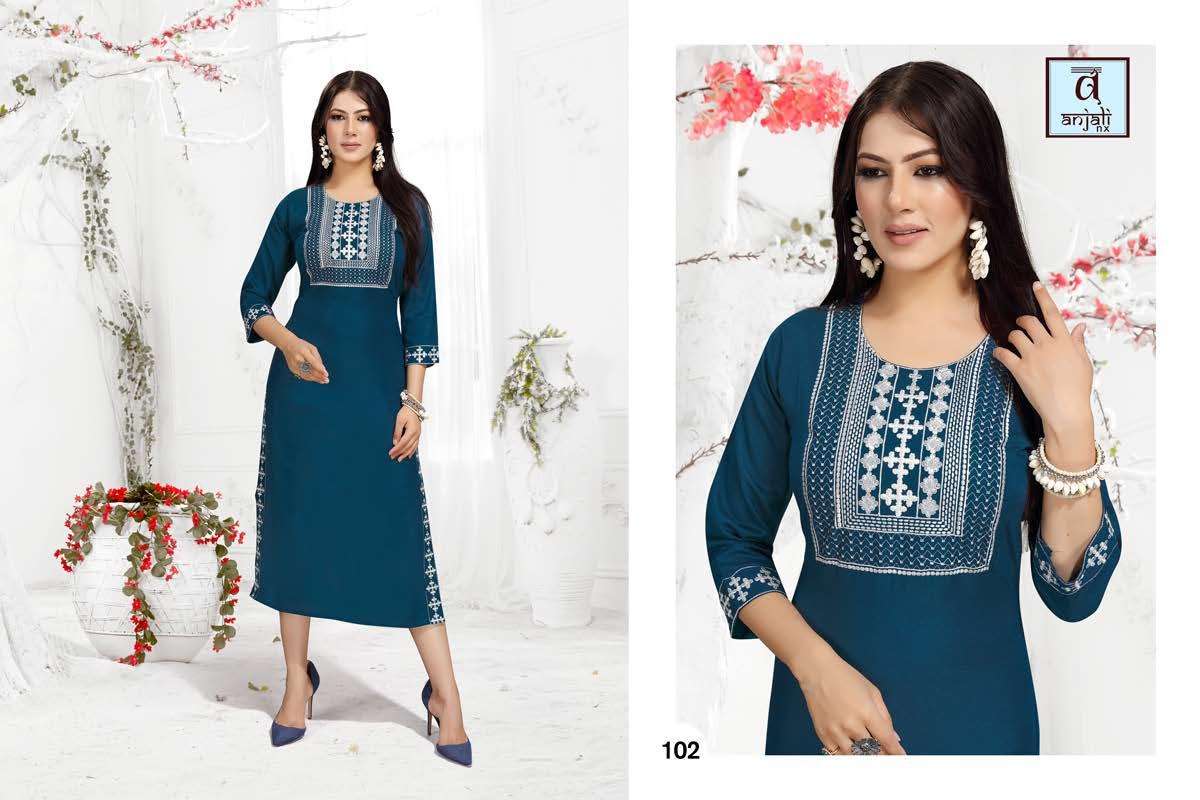 WHITE QUEEN BY ANJALI NX 101 TO 108 SERIES DESIGNER STYLISH FANCY COLORFUL BEAUTIFUL PARTY WEAR & ETHNIC WEAR COLLECTION COTTON EMBROIDERY KURTIS AT WHOLESALE PRICE