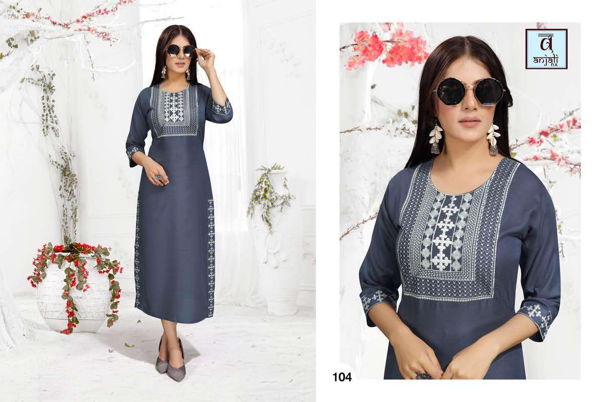 WHITE QUEEN BY ANJALI NX 101 TO 108 SERIES DESIGNER STYLISH FANCY COLORFUL BEAUTIFUL PARTY WEAR & ETHNIC WEAR COLLECTION COTTON EMBROIDERY KURTIS AT WHOLESALE PRICE