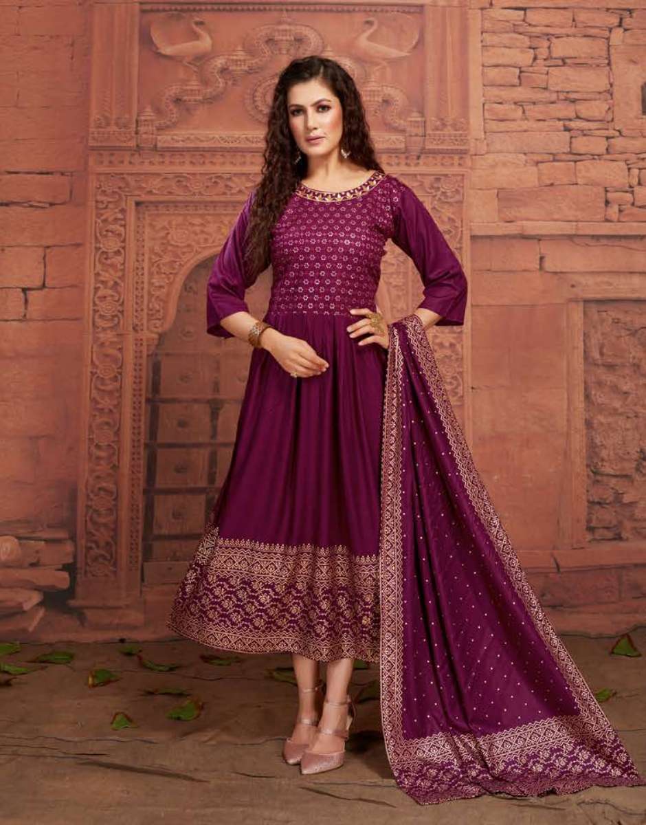 SHANAYA BY ANJALI NX 101 TO 108 SERIES BEAUTIFUL STYLISH FANCY COLORFUL CASUAL WEAR & ETHNIC WEAR RAYON WITH WORK GOWNS WITH DUPATTA AT WHOLESALE PRICE