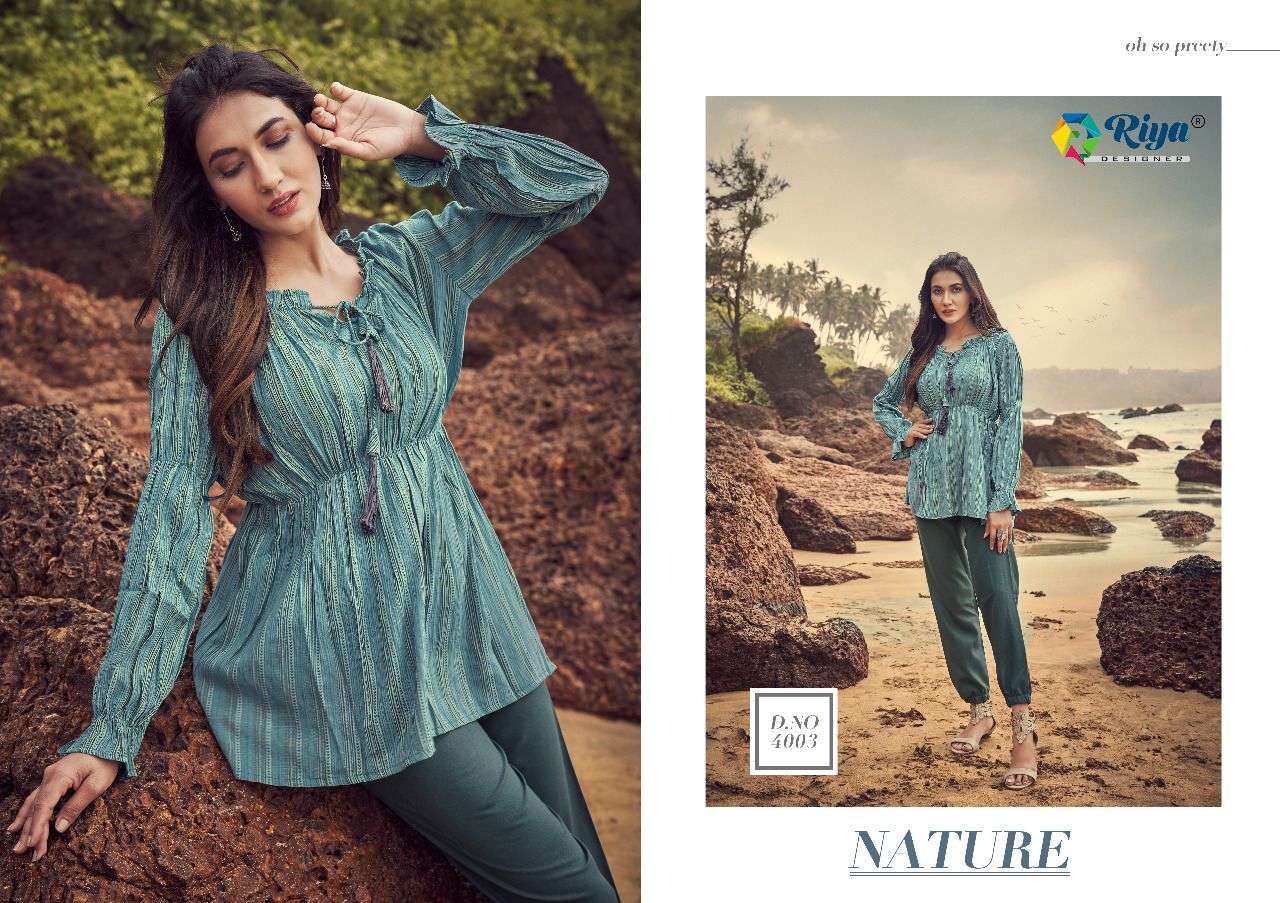 WESTERN VOL-4 BY RIYA DESIGNER 4001 TO 4006 SERIES BEAUTIFUL STYLISH FANCY COLORFUL CASUAL WEAR & ETHNIC WEAR & READY TO WEAR HANDLOOM COTTTON KURTIS WITH BOTTOM AT WHOLESALE PRICE