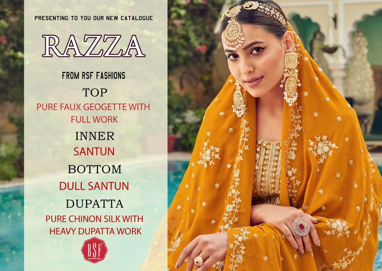 RAZZA BY RIDDHI SIDDHI FASHION 21401 TO 21406 SERIES BEAUTIFUL STYLISH SHARARA SUITS FANCY COLORFUL CASUAL WEAR & ETHNIC WEAR & READY TO WEAR PURE FAUX GEORGETTE EMBROIDERED DRESSES AT WHOLESALE PRICE