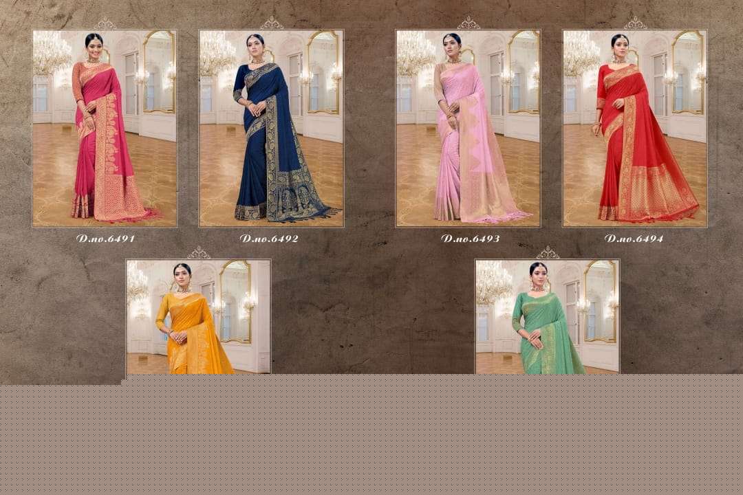 NAISHA BY PATANG SAREES 6491 TO 6496 SERIES INDIAN TRADITIONAL WEAR COLLECTION BEAUTIFUL STYLISH FANCY COLORFUL PARTY WEAR & OCCASIONAL WEAR PURE SILK SAREES AT WHOLESALE PRICE