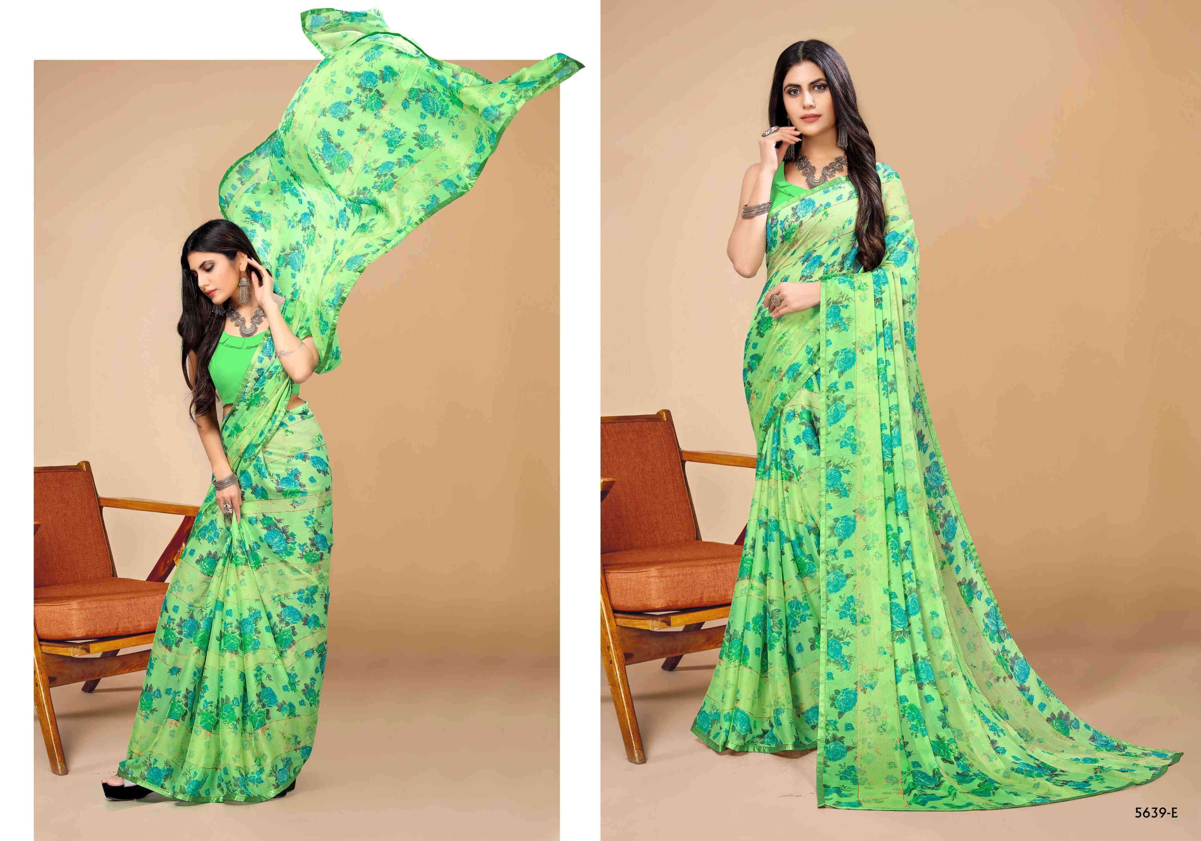 GULABO BY BARGAD 5639-A TO 5639-H SERIES INDIAN TRADITIONAL WEAR COLLECTION BEAUTIFUL STYLISH FANCY COLORFUL PARTY WEAR & OCCASIONAL WEAR BRASSO PRINT SAREES AT WHOLESALE PRICE
