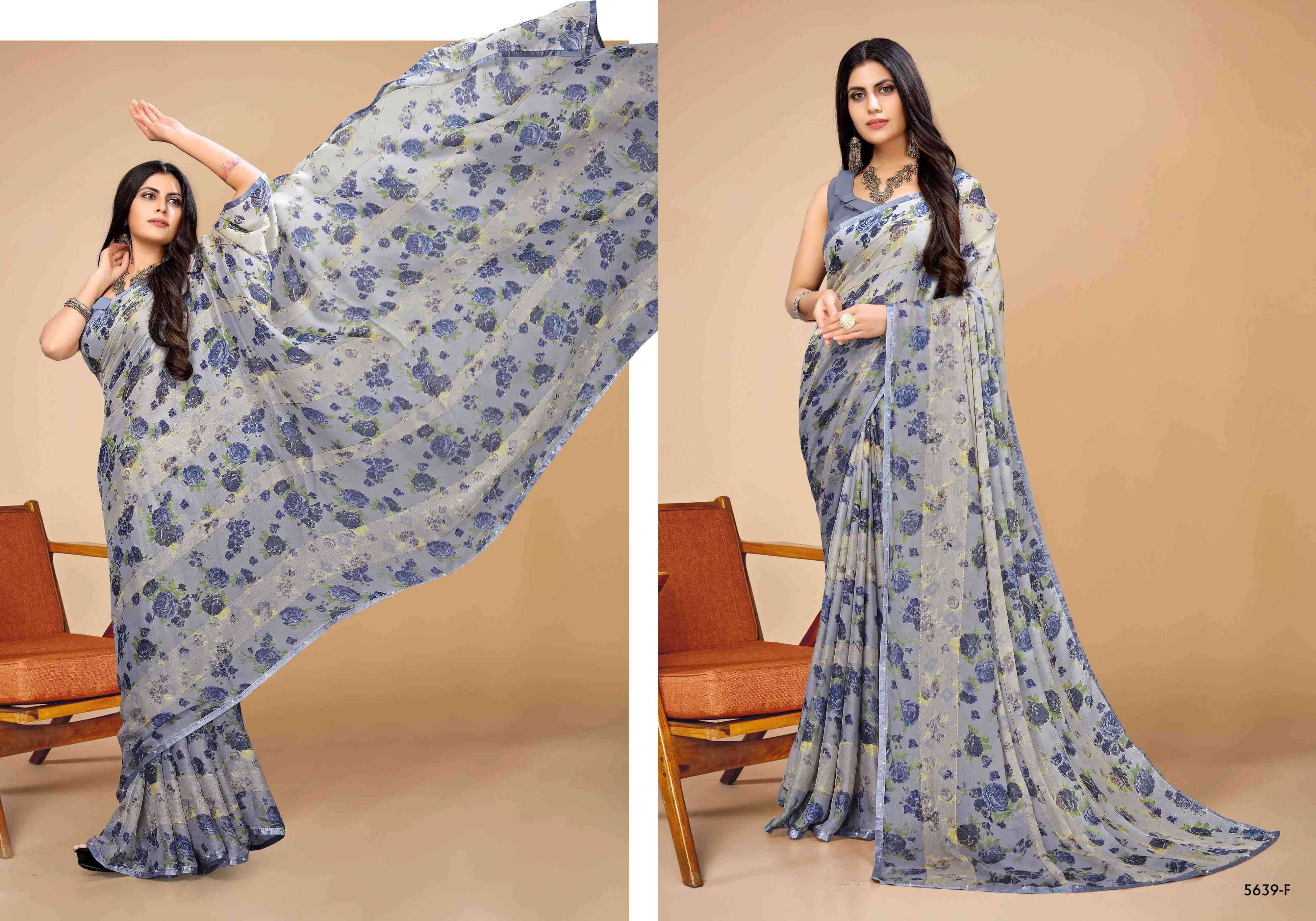 GULABO BY BARGAD 5639-A TO 5639-H SERIES INDIAN TRADITIONAL WEAR COLLECTION BEAUTIFUL STYLISH FANCY COLORFUL PARTY WEAR & OCCASIONAL WEAR BRASSO PRINT SAREES AT WHOLESALE PRICE