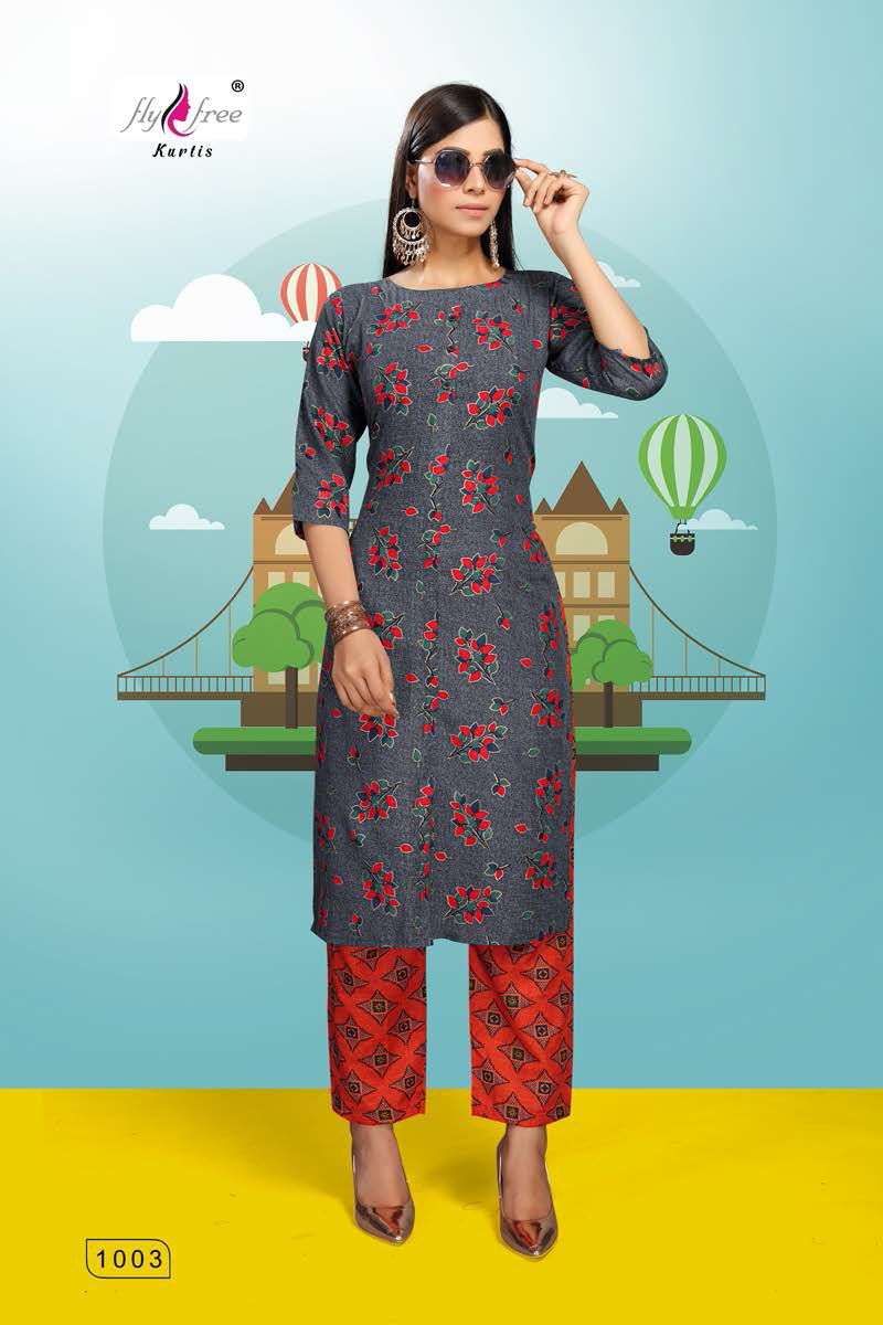 ROLLER BY FLY FREE 1001 TO 1008 SERIES DESIGNER STYLISH FANCY COLORFUL BEAUTIFUL PARTY WEAR & ETHNIC WEAR COLLECTION FANCY KURTIS AT WHOLESALE PRICE
