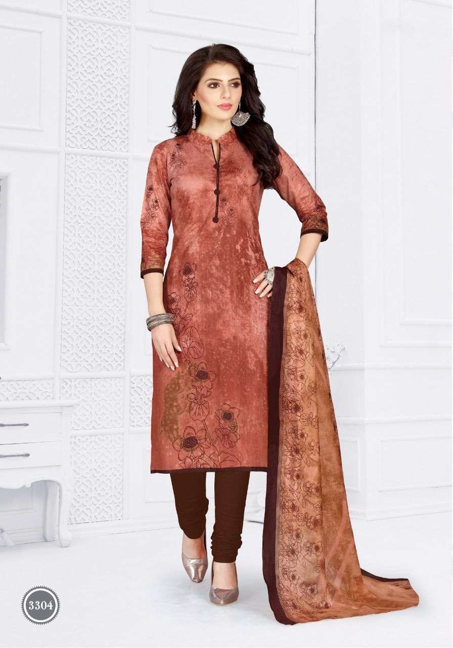 TARA VOL-33 BY COTTON PLUSE 3301 TO 3312 SERIES BEAUTIFUL STYLISH SUITS FANCY COLORFUL CASUAL WEAR & ETHNIC WEAR & READY TO WEAR HEAVY COTTON PRINTED DRESSES AT WHOLESALE PRICE