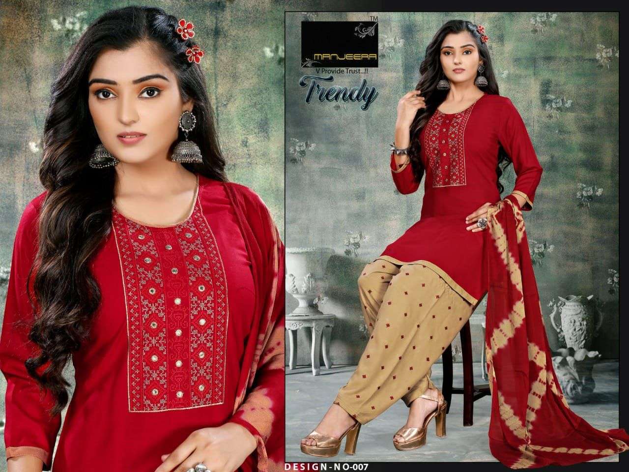 TRENDY BY MANJEERA 001 TO 008 SERIES BEAUTIFUL PATIYALA SUITS COLORFUL STYLISH FANCY CASUAL WEAR & ETHNIC WEAR RAYON WITH WORK DRESSES AT WHOLESALE PRICE