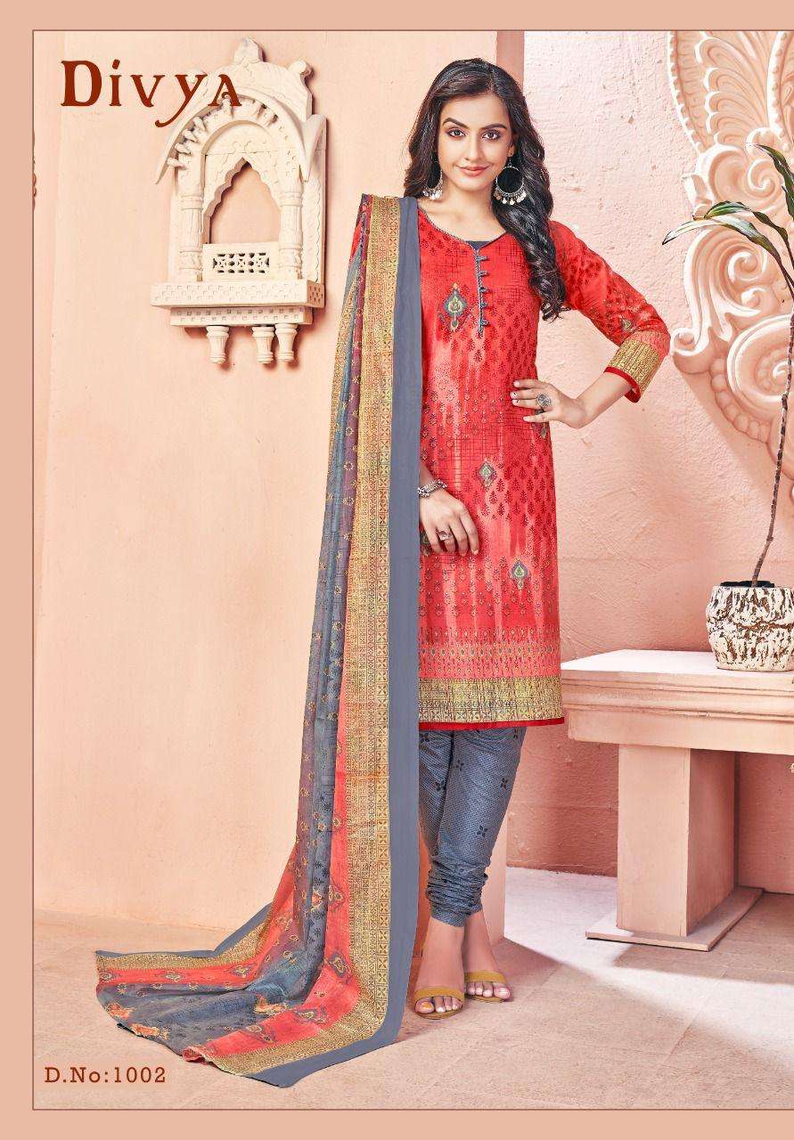 DIVYA VOL-1 BY KC 1001 TO 1012 SERIES BEAUTIFUL STYLISH SUITS FANCY COLORFUL CASUAL WEAR & ETHNIC WEAR & READY TO WEAR HEAVY COTTON PRINTED DRESSES AT WHOLESALE PRICE