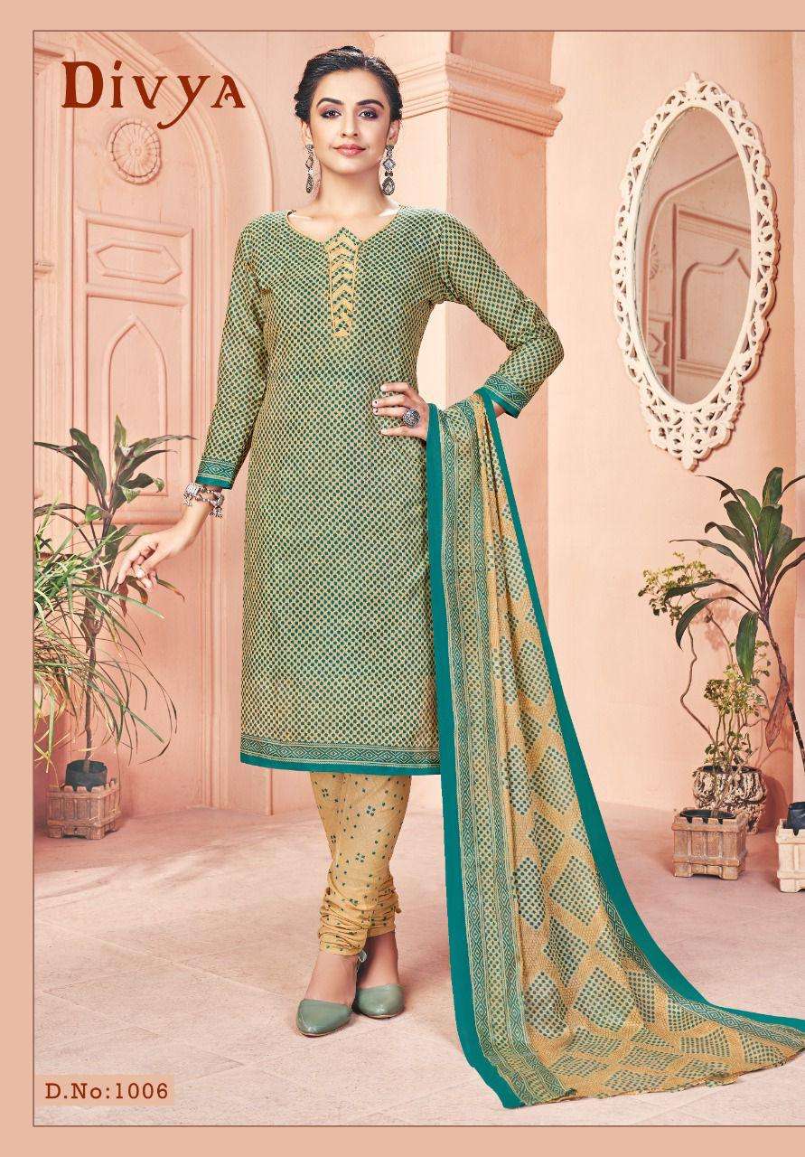 DIVYA VOL-1 BY KC 1001 TO 1012 SERIES BEAUTIFUL STYLISH SUITS FANCY COLORFUL CASUAL WEAR & ETHNIC WEAR & READY TO WEAR HEAVY COTTON PRINTED DRESSES AT WHOLESALE PRICE