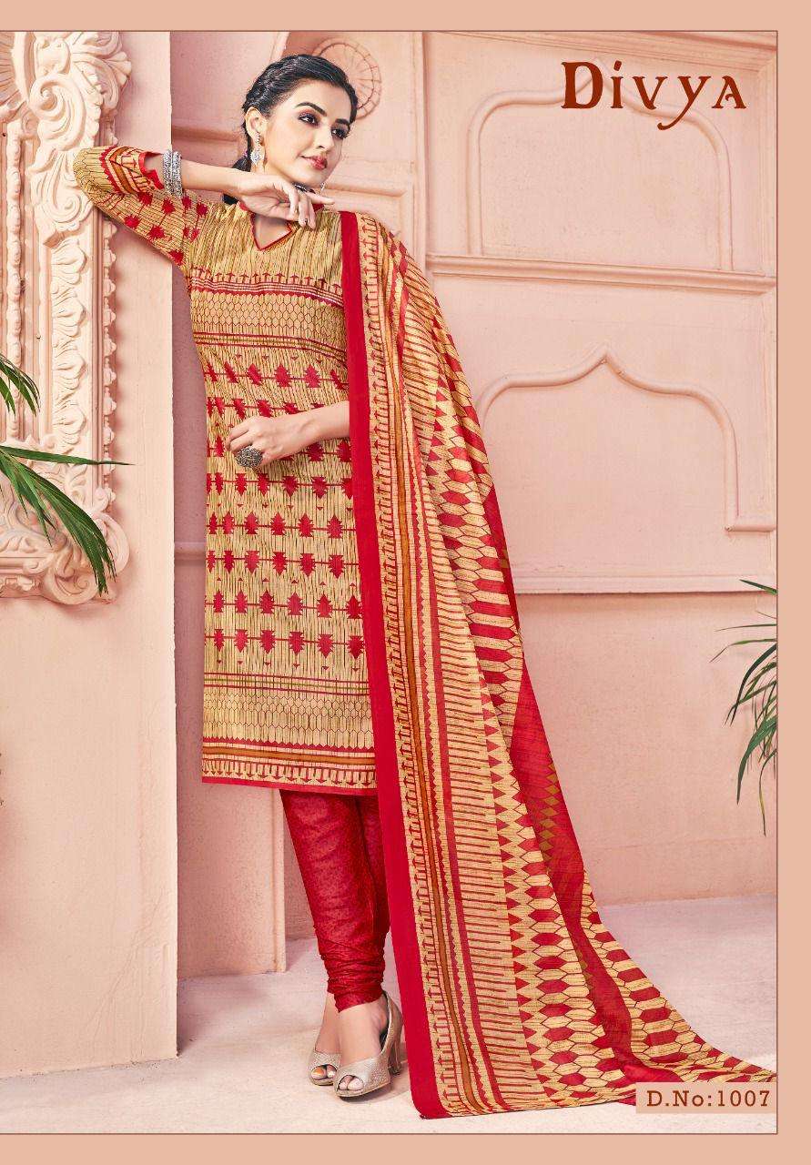 DIVYA VOL-1 BY KC 1001 TO 1012 SERIES BEAUTIFUL STYLISH SUITS FANCY COLORFUL CASUAL WEAR & ETHNIC WEAR & READY TO WEAR HEAVY COTTON PRINTED DRESSES AT WHOLESALE PRICE